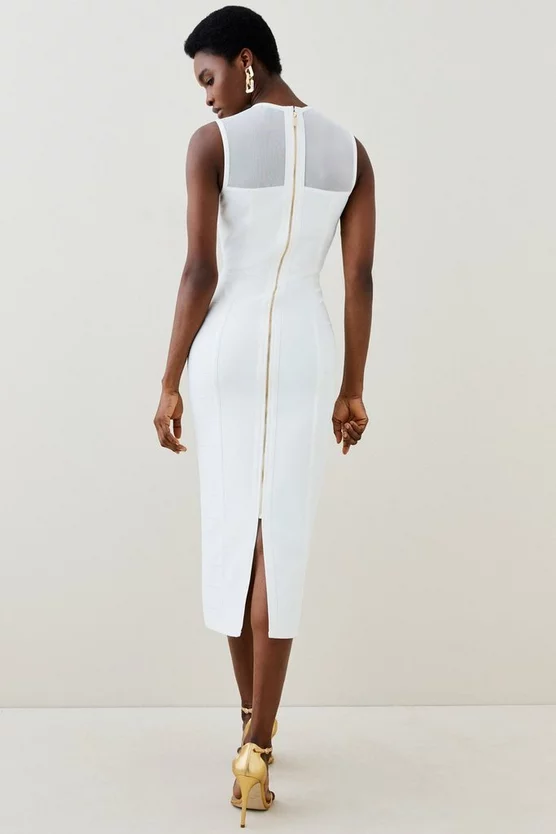 Cheapest ๐งจ Karen Millen Corset Bandage Mesh Detail Midi ๐ Dress - cream โจ 5 Cheapest ๐งจ Karen Millen Corset Bandage Mesh Detail Midi ๐ Dress - cream โจ - Image 3