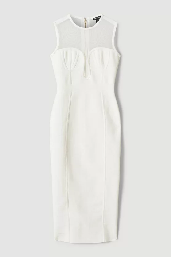 Cheapest ๐งจ Karen Millen Corset Bandage Mesh Detail Midi ๐ Dress - cream โจ 6 Cheapest ๐งจ Karen Millen Corset Bandage Mesh Detail Midi ๐ Dress - cream โจ - Image 4
