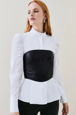 Cheap ❤️ Karen Millen Lydia Millen Leather Corset Top 🔔 -Occasionwear Popular Store bkk05712 black xl 2