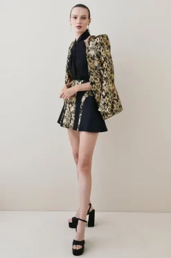 Buy ❤️ Karen Millen Metallic Snake Print Contrast Flippy Mini 👗 Skirt - black ✔️ -Occasionwear Popular Store bkk05718 black xl 2