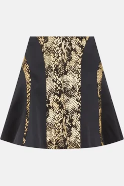 Buy ❤️ Karen Millen Metallic Snake Print Contrast Flippy Mini 👗 Skirt - black ✔️ -Occasionwear Popular Store bkk05718 black xl 3