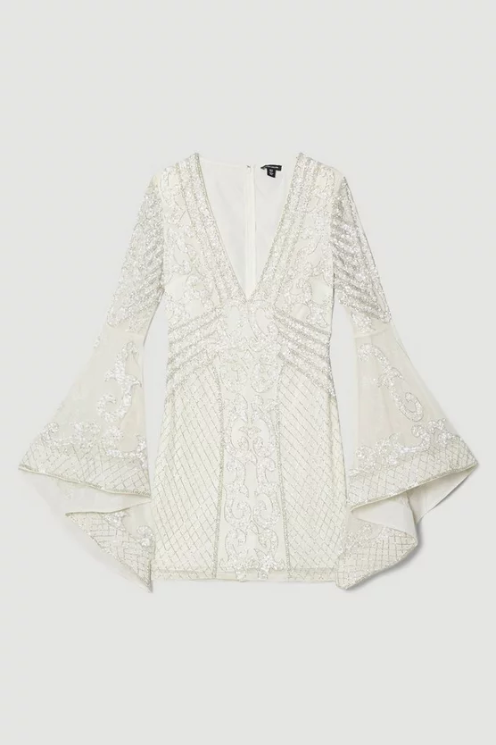 Best deal 🎉 Karen Millen Embellished Kimono Sleeve Beaded Mini 👗 Dress - iridescent 💯 8 Best deal 🎉 Karen Millen Embellished Kimono Sleeve Beaded Mini 👗 Dress - iridescent 💯 - Image 6