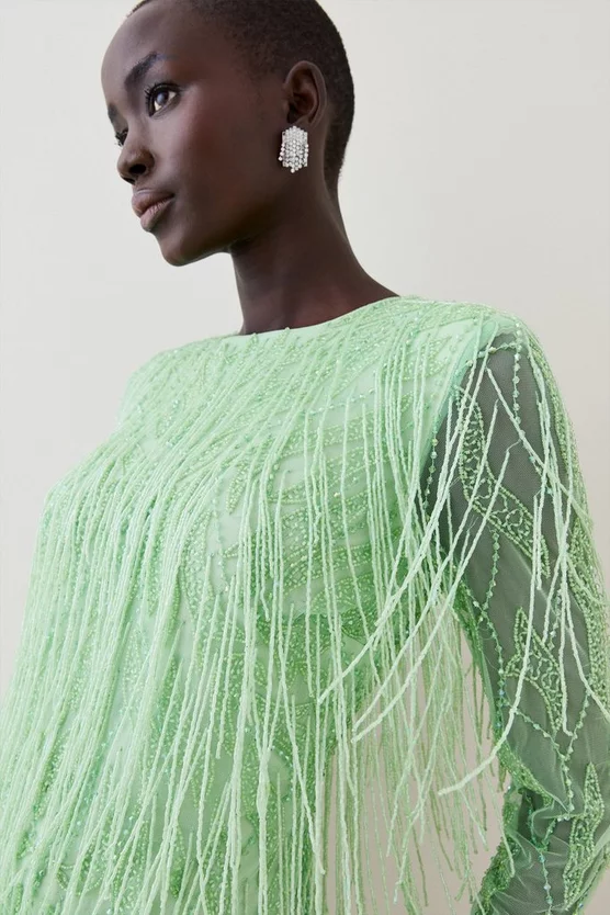 Best Pirce ๐งจ Karen Millen Crystal Embellished Fringed Mini ๐ Dress - green ๐ 7 Best Pirce ๐งจ Karen Millen Crystal Embellished Fringed Mini ๐ Dress - green ๐ - Image 5