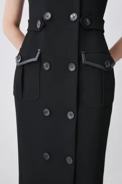 Brand new ✨ Karen Millen Structured Crepe Pocket Detail Midi 👗 Dress - black ✔️ -Occasionwear Popular Store bkk05787 black xl 2