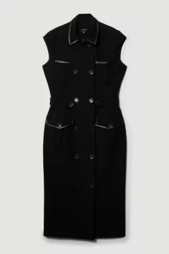 Brand new ✨ Karen Millen Structured Crepe Pocket Detail Midi 👗 Dress - black ✔️ -Occasionwear Popular Store bkk05787 black xl 3