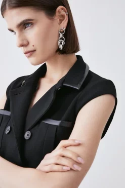 Brand new ✨ Karen Millen Structured Crepe Pocket Detail Midi 👗 Dress - black ✔️ -Occasionwear Popular Store bkk05787 black xl 4