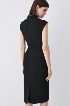 Brand new ✨ Karen Millen Structured Crepe Pocket Detail Midi 👗 Dress - black ✔️ -Occasionwear Popular Store bkk05787 black xl 5