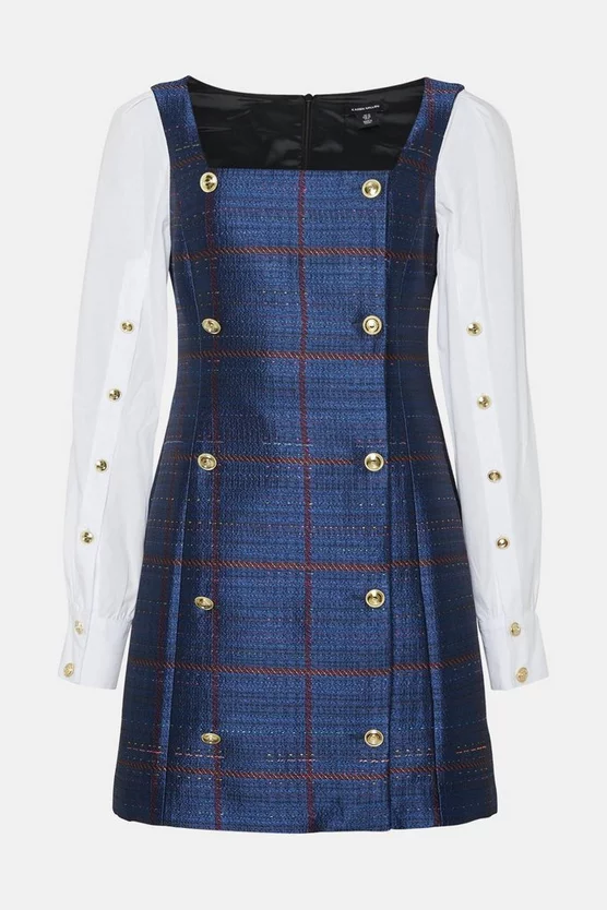 Coupon 😉 Karen Millen Check Cotton Sleeve Double Breasted Mini 👗 Dress 👏 6 Coupon 😉 Karen Millen Check Cotton Sleeve Double Breasted Mini 👗 Dress 👏 - Image 4