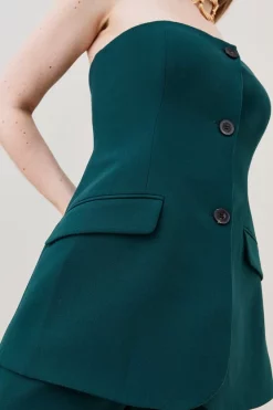 Promo 🤩 Karen Millen Compact Stretch Button Bodice Jumpsuit ⌛ -Occasionwear Popular Store bkk05804 forest xl 1