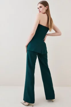 Promo 🤩 Karen Millen Compact Stretch Button Bodice Jumpsuit ⌛ -Occasionwear Popular Store bkk05804 forest xl 2