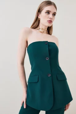 Promo 🤩 Karen Millen Compact Stretch Button Bodice Jumpsuit ⌛ -Occasionwear Popular Store bkk05804 forest xl 4