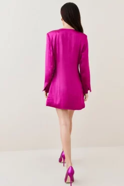Buy 😍 Karen Millen Petite Viscose Satin Blazer 👗 Dress - magenta 😀 -Occasionwear Popular Store bkk05818 magenta xl 2