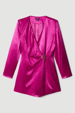 Buy 😍 Karen Millen Petite Viscose Satin Blazer 👗 Dress - magenta 😀 -Occasionwear Popular Store bkk05818 magenta xl 3