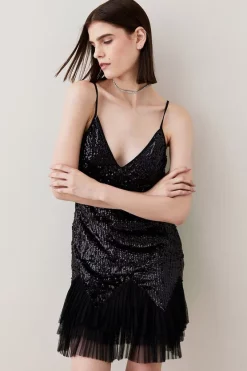 Best reviews of ✔️ Karen Millen Sequin And Lace Mini 👗 Dress With Tulle 👗 Skirt - black ✔️ -Occasionwear Popular Store bkk05847 black xl 3