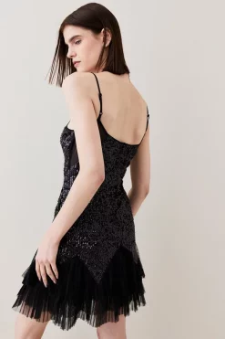 Best reviews of ✔️ Karen Millen Sequin And Lace Mini 👗 Dress With Tulle 👗 Skirt - black ✔️ -Occasionwear Popular Store bkk05847 black xl 5