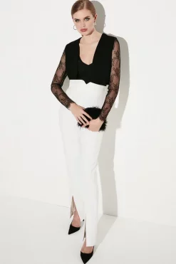 Deals ✔️ Karen Millen Sheer Lace Cropped Cardigan - black 😍 -Occasionwear Popular Store bkk05861 black xl 2