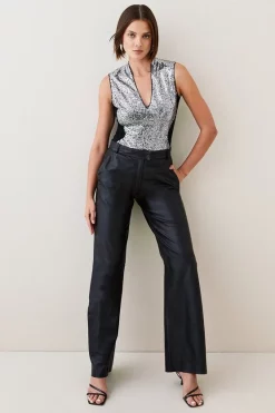 New ✔️ Karen Millen Sequin Embellished Panneled Bodysuit - silver ⌛ -Occasionwear Popular Store bkk05862 silver xl 2
