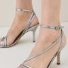 Top 10 🤩 Karen Millen Leather Strappy Pointed Classic Heel - silver ❤️ -Occasionwear Popular Store bkk05896 silver xl