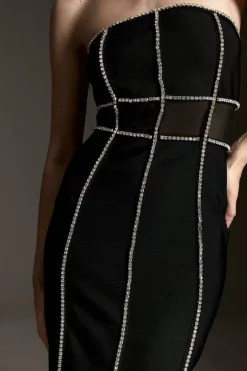 Wholesale 👏 Karen Millen Bandage Bandeau Mesh Knit Maxi 👗 Dress - black 👏 -Occasionwear Popular Store bkk05900 black xl 1