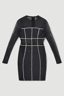 Outlet 😀 Karen Millen Bandage Cut Out Mesh Knitted Mini 👗 Dress 🧨 -Occasionwear Popular Store bkk05901 black xl 3
