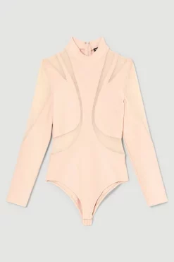 Promo 🔔 Karen Millen Cut Out Detail Mesh Bandage Bodysuit - blush 🧨 -Occasionwear Popular Store bkk05962 blush xl 3