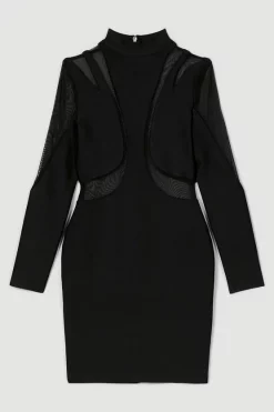 New 🤩 Karen Millen Bandage Cut Out Mesh Knitted Mini 👗 Dress - black ❤️ -Occasionwear Popular Store bkk05963 black xl 3