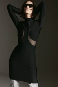 New 🤩 Karen Millen Bandage Cut Out Mesh Knitted Mini 👗 Dress - black ❤️ -Occasionwear Popular Store bkk05963 black xl 4