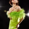 New 😀 Karen Millen Boucle Feather Bardot Mini 👗 Dress - lime 🛒 1 New 😀 Karen Millen Boucle Feather Bardot Mini 👗 Dress - lime 🛒 -Occasionwear Popular Store bkk06025 lime xl