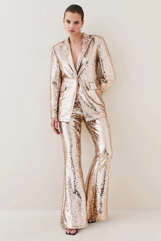 Coupon ๐ Karen Millen Sequin Tailored Flared Trouser - gold โ๏ธ 3 Coupon ๐ Karen Millen Sequin Tailored Flared Trouser - gold โ๏ธ
