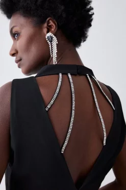 Outlet โจ Karen Millen Crystal Fringe Diamante Back Pencil Midi ๐ Dress - black โญ 10 Outlet โจ Karen Millen Crystal Fringe Diamante Back Pencil Midi ๐ Dress - black โญ -Occasionwear Popular Store bkk06072 black xl 2