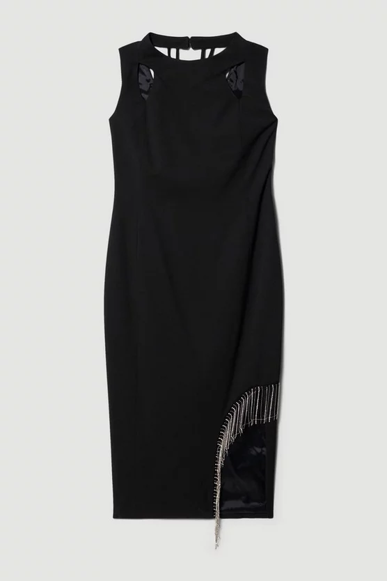 Outlet โจ Karen Millen Crystal Fringe Diamante Back Pencil Midi ๐ Dress - black โญ 6 Outlet โจ Karen Millen Crystal Fringe Diamante Back Pencil Midi ๐ Dress - black โญ - Image 4