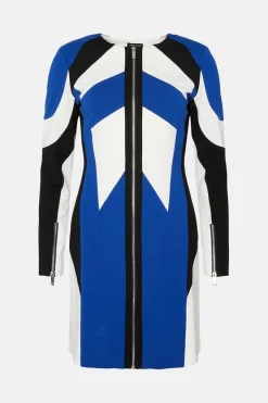 Coupon ✨ Karen Millen Moto Colourblock Ponte Biker Mini 👗 Dress - multi ✔️ -Occasionwear Popular Store bkk06073 multi xl 3