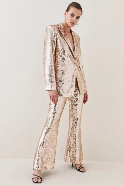 Flash Sale 🎁 Karen Millen Sequin Tailored Single Breasted Jacket - gold 👍 11 Flash Sale 🎁 Karen Millen Sequin Tailored Single Breasted Jacket - gold 👍 -Occasionwear Popular Store bkk06075 gold xl 2