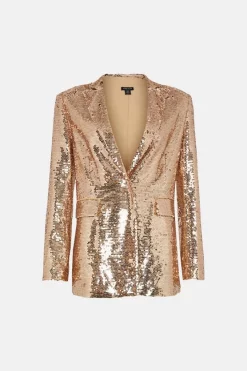 Flash Sale 🎁 Karen Millen Sequin Tailored Single Breasted Jacket - gold 👍 13 Flash Sale 🎁 Karen Millen Sequin Tailored Single Breasted Jacket - gold 👍 -Occasionwear Popular Store bkk06075 gold xl 4