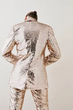 Flash Sale 🎁 Karen Millen Sequin Tailored Single Breasted Jacket - gold 👍 14 Flash Sale 🎁 Karen Millen Sequin Tailored Single Breasted Jacket - gold 👍 -Occasionwear Popular Store bkk06075 gold xl 5