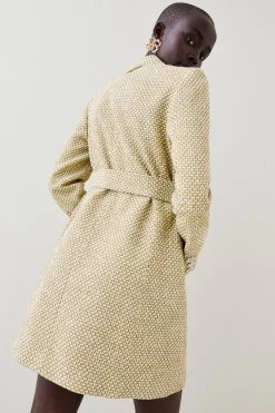 Promo 🔔 Karen Millen Tweed Blazer Cuff Mini 👗 Dress - lime 🧨 -Occasionwear Popular Store bkk06081 lime xl 2