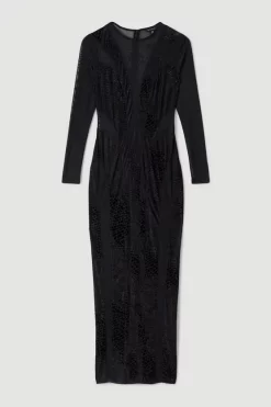 Brand new 😍 Karen Millen Devoure Velvet Lace Detail Jersey Maxi 👗 Dress - black 👏 -Occasionwear Popular Store bkk06093 black xl 3