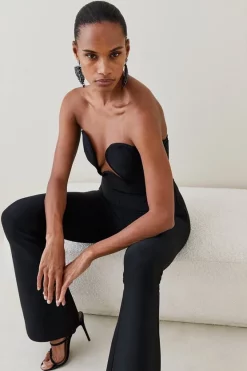 Best deal ⌛ Karen Millen Knitted Bandage Corset Detail Jumpsuit 😉 -Occasionwear Popular Store bkk06097 black xl 4