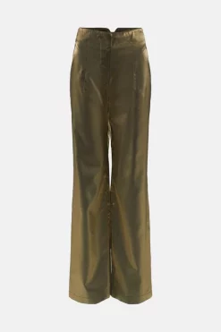 Brand new 👍 Karen Millen Metallic High Waist Split Detail Woven Flare 👏 -Occasionwear Popular Store bkk06123 gold xl 3