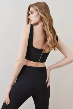 Best Pirce 😍 Karen Millen Corded Lace And Mesh Panelled Woven Corset - black 🌟 -Occasionwear Popular Store bkk06135 black xl 2