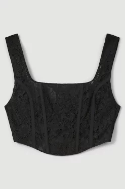 Best Pirce 😍 Karen Millen Corded Lace And Mesh Panelled Woven Corset - black 🌟 -Occasionwear Popular Store bkk06135 black xl 3