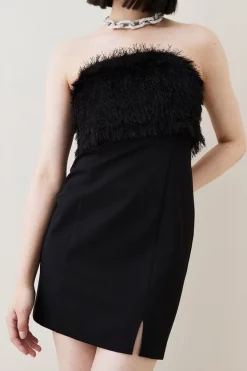 Flash Sale 🎉 Karen Millen Tassle And Ponte Bardot Mini 👗 Dress ⭐ -Occasionwear Popular Store bkk06142 black xl 1