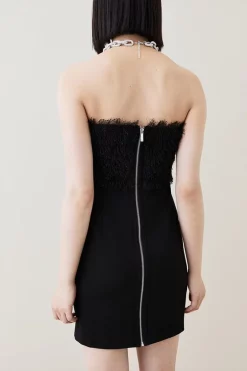 Flash Sale 🎉 Karen Millen Tassle And Ponte Bardot Mini 👗 Dress ⭐ -Occasionwear Popular Store bkk06142 black xl 2