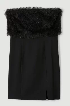 Flash Sale 🎉 Karen Millen Tassle And Ponte Bardot Mini 👗 Dress ⭐ -Occasionwear Popular Store bkk06142 black xl 3