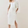 Discount 👏 Karen Millen Sparkle Tweed Button Pencil 👗 Skirt - ivory 🔔 -Occasionwear Popular Store bkk06147 ivory xl