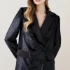 Deals 🎉 Karen Millen Slinky Velvet Tailored Double Breasted Jacket - black 💯 -Occasionwear Popular Store bkk06148 black xl
