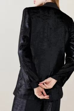 Deals 🎉 Karen Millen Slinky Velvet Tailored Double Breasted Jacket - black 💯 -Occasionwear Popular Store bkk06148 black xl 5
