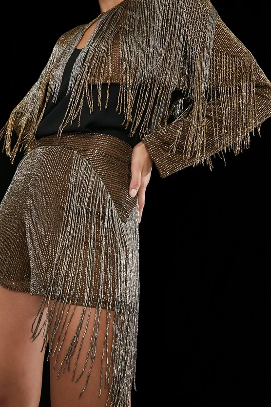 Best deal ๐ Karen Millen Embelished Fringed Metallic Woven Short - copper ๐ 4 Best deal ๐ Karen Millen Embelished Fringed Metallic Woven Short - copper ๐ - Image 2