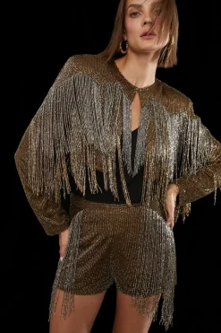 Best deal ๐ Karen Millen Embelished Fringed Metallic Woven Short - copper ๐ 9 Best deal ๐ Karen Millen Embelished Fringed Metallic Woven Short - copper ๐ -Occasionwear Popular Store bkk06155 copper xl 2