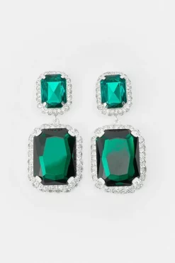 Coupon ❤️ Karen Millen Statement Diamante Framed Drop Earrings 💯 -Occasionwear Popular Store bkk06187 green xl 1